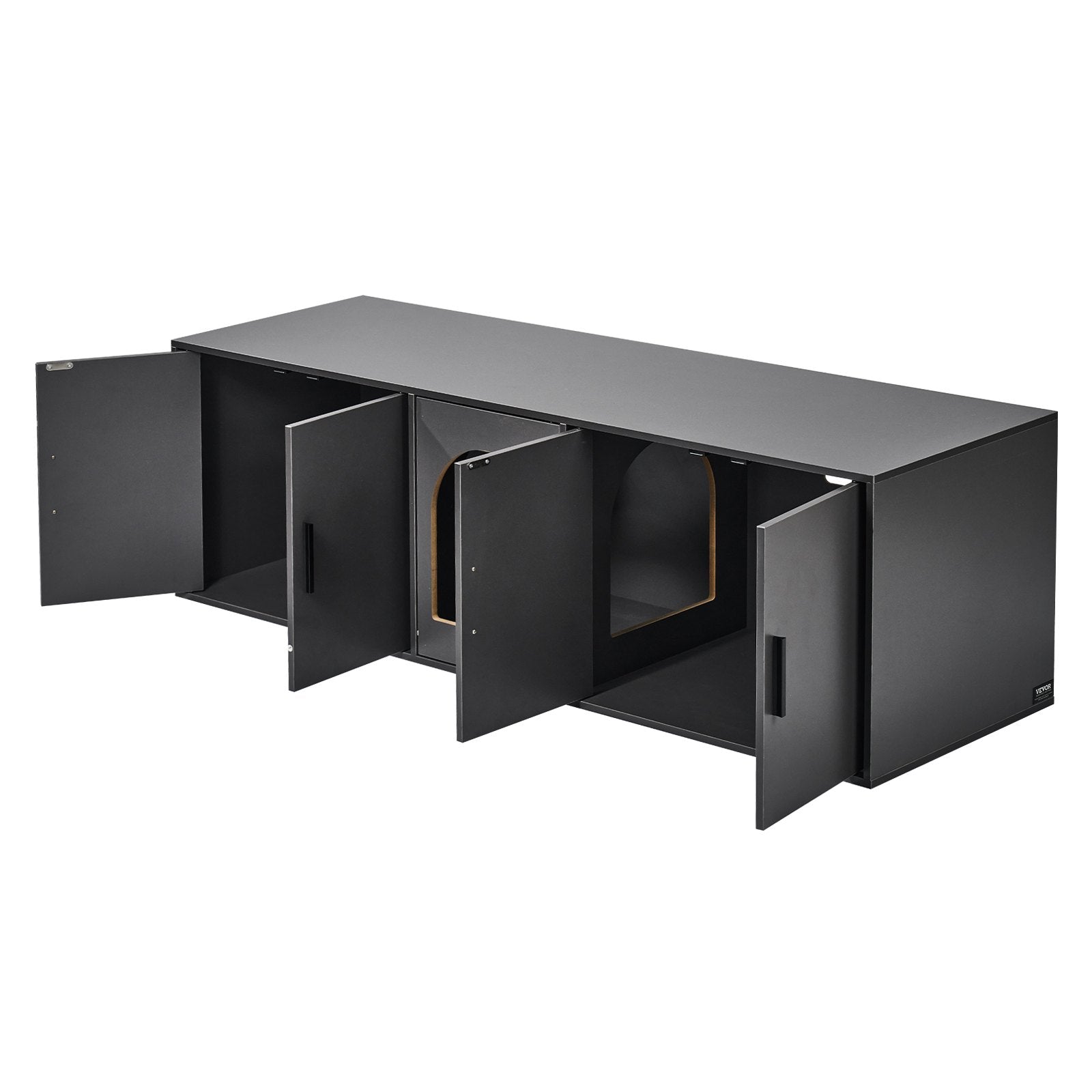 Cat Litter: VEVOR Cat Litter Box Enclosure Wooden Litter Box Furniture Hidden 57.9" Black