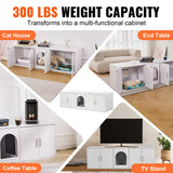 Cat Litter: VEVOR Cat Litter Box Enclosure Wooden Litter Box Furniture Hidden 57.9" White