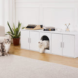Cat Litter: VEVOR Cat Litter Box Enclosure Wooden Litter Box Furniture Hidden 57.9" White