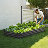 Garden Ornaments: VEVOR Metal Raised Garden Bed, 8 x 4 x 1 ft Outdoor Galvanized Planter Box, with Open Bottom, Large Planter Raised Bed for Gardening Vegetables, Flowers, Herbs, and Succulent Plants, Dark Gray