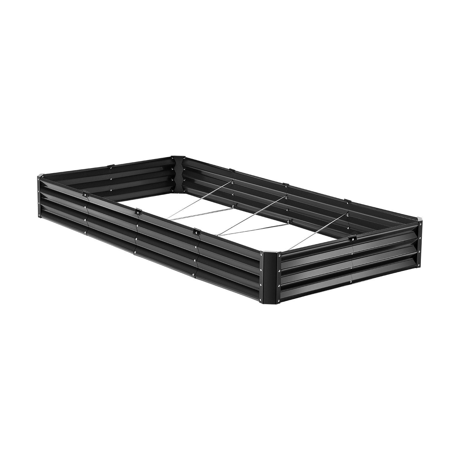 Garden Ornaments: VEVOR Metal Raised Garden Bed, 8 x 4 x 1 ft Outdoor Galvanized Planter Box, with Open Bottom, Large Planter Raised Bed for Gardening Vegetables, Flowers, Herbs, and Succulent Plants, Dark Gray