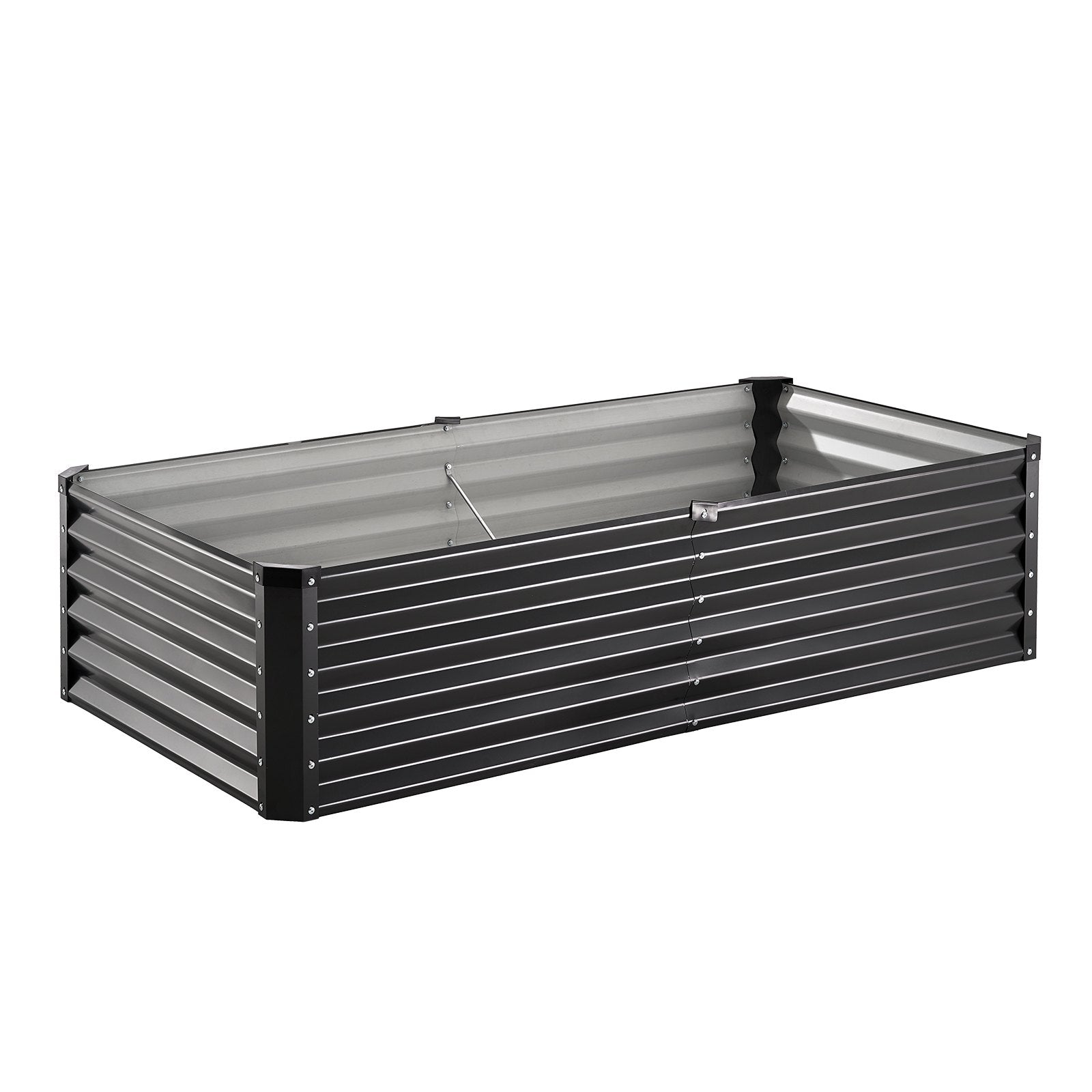 Metal Raised Garden Bed, 6 x 3 x 1.5 ft Outdoor Galvanized Planter Box, with Open Bottom, Large Planter Raised Bed for Gardening Vegetables, Flowers, Herbs, and Succulent Plants, Dark Gray