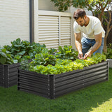 Garden Ornaments: VEVOR Metal Raised Garden Bed, 6 x 3 x 1.5 ft Outdoor Galvanized Planter Box, with Open Bottom, Large Planter Raised Bed for Gardening Vegetables, Flowers, Herbs, and Succulent Plants, Dark Gray