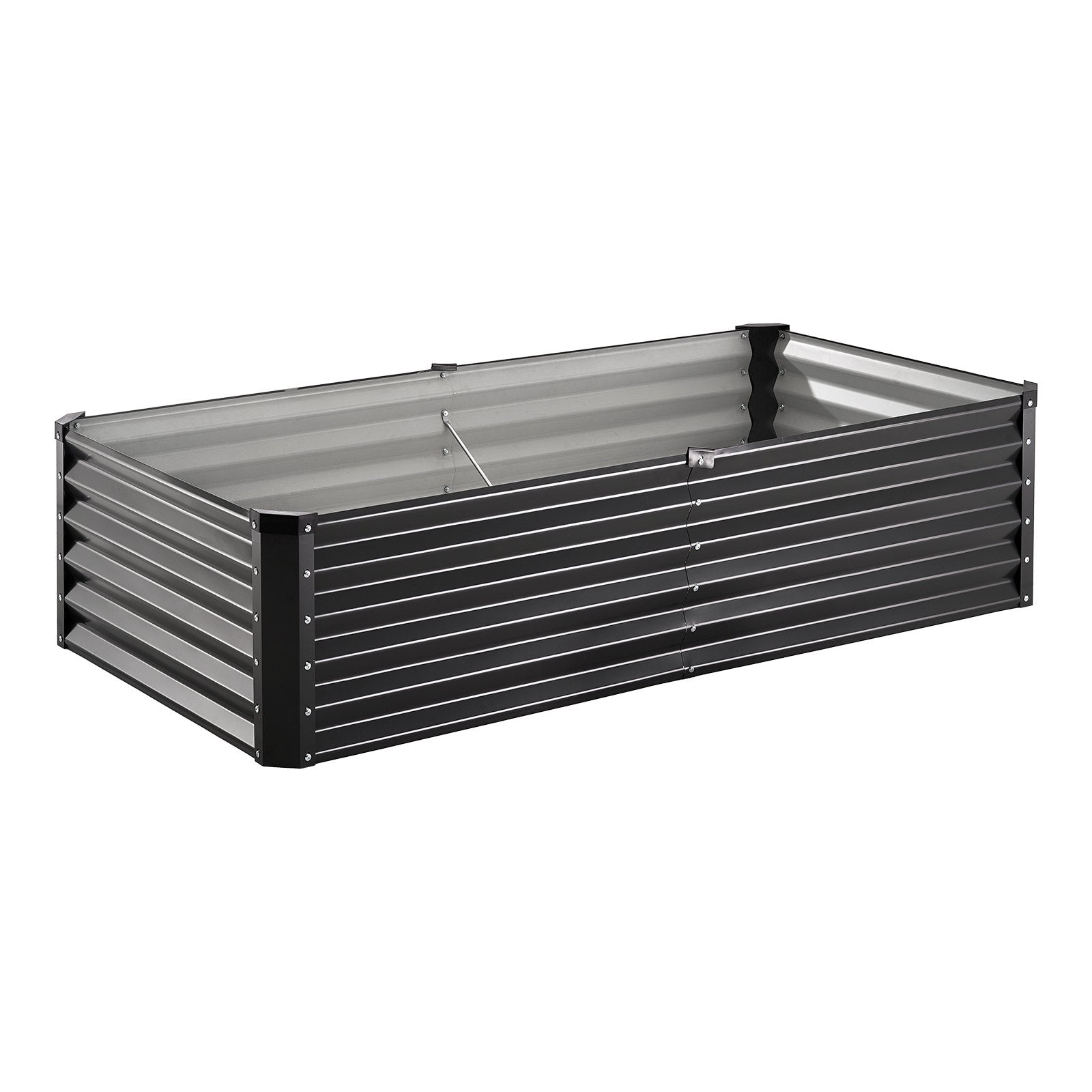 Metal Raised Garden Bed, 6 x 3 x 1.5 ft Outdoor Galvanized Planter Box, with Open Bottom, Large Planter Raised Bed for Gardening Vegetables, Flowers, Herbs, and Succulent Plants, Dark Gray