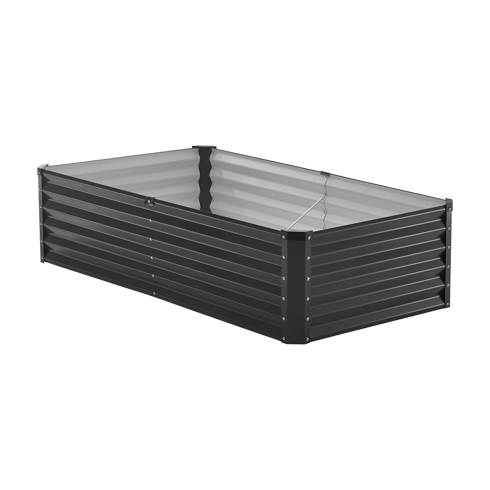 Metal Raised Garden Bed, 6 x 3 x 1.5 ft Outdoor Galvanized Planter Box, with Open Bottom, Large Planter Raised Bed for Gardening Vegetables, Flowers, Herbs, and Succulent Plants, Dark Gray