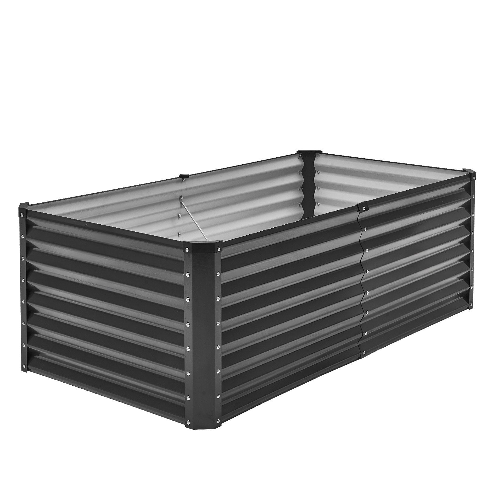 Garden Ornaments: VEVOR Metal Raised Garden Bed, 6 x 3 x 2 ft Outdoor Galvanized Planter Box, with Open Bottom, Large Planter Raised Bed for Gardening Vegetables, Flowers, Herbs, and Succulent Plants, Dark Gray