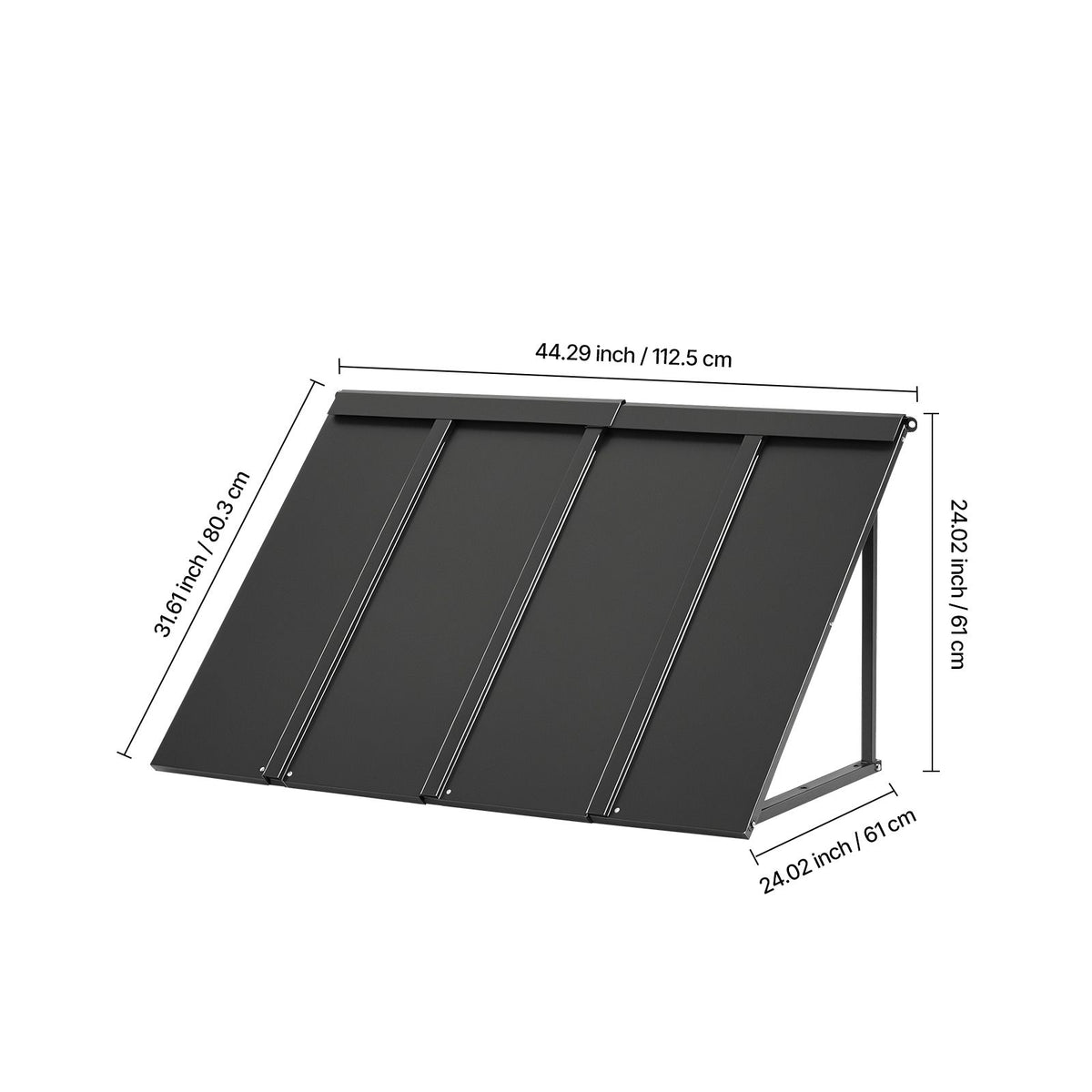 Fixed Metal Awning 1125 × 610 mm, Window Awning Door Canopy, Stable Triangle Steel Frame Awnings for Doors Exterior Rain, and Snow Sunlight Protection for Door Entrance, Windows, Porches, Balconies