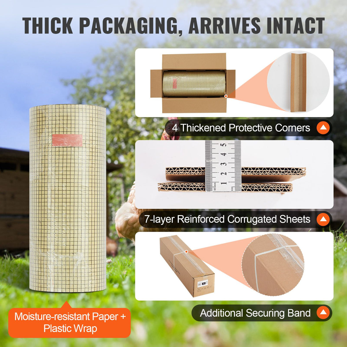 Hardware Cloth, 24'' x 100' Galvanized Wire Mesh Roll, 19 Gauge Chicken Wire Fence Roll, Vinyl Coating Metal Wire Mesh for Chicken Coop Barrier, Rabbit Snake Fences, Poultry Enclosures