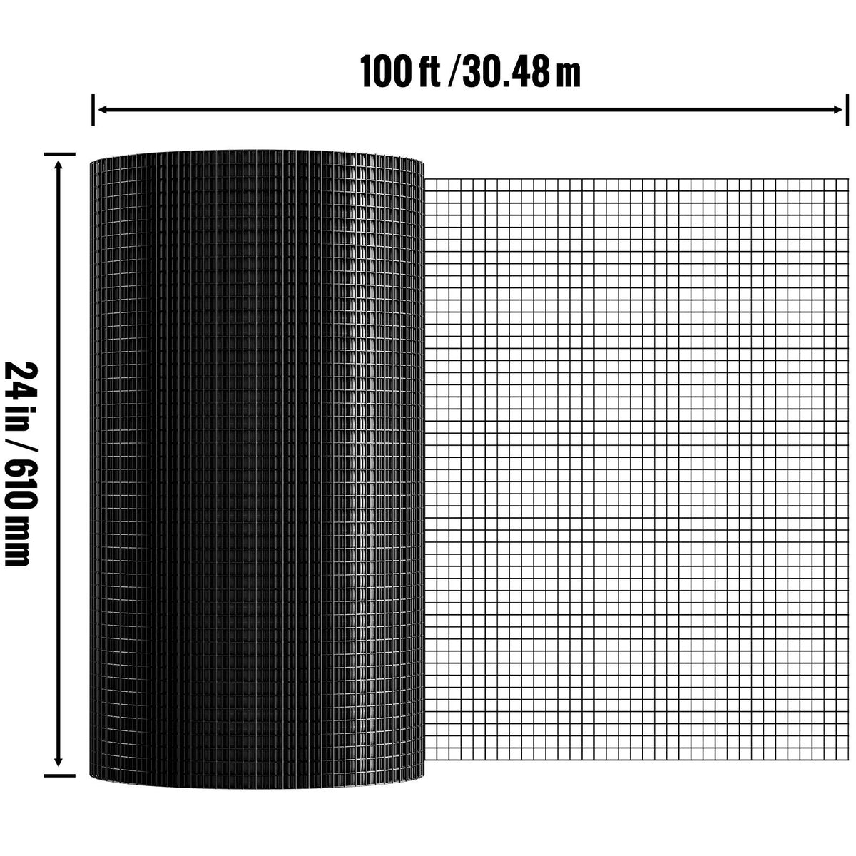 Hardware Cloth, 24'' x 100' Galvanized Wire Mesh Roll, 19 Gauge Chicken Wire Fence Roll, Vinyl Coating Metal Wire Mesh for Chicken Coop Barrier, Rabbit Snake Fences, Poultry Enclosures