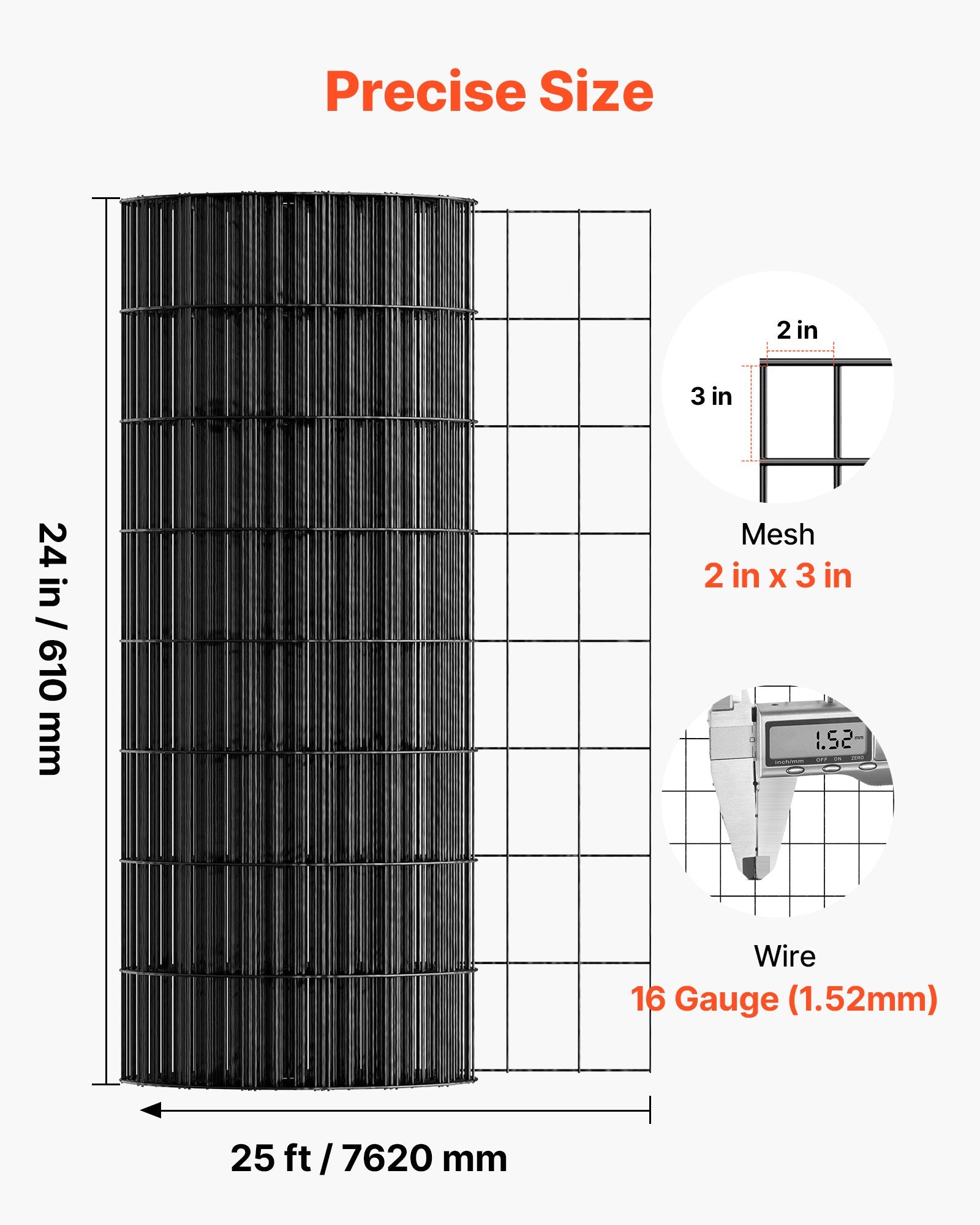 Vases & Table Decor: VEVOR Hardware Cloth 61cm x 7.62m, 2 x 3 in Mesh 16 Gauge Galvanized Wire Mesh Roll, Weather-Resistant Vinyl Coated Chicken Wire Fencing, Heavy Duty Welded Garden Plant Fencing for Rabbit Cage Snake