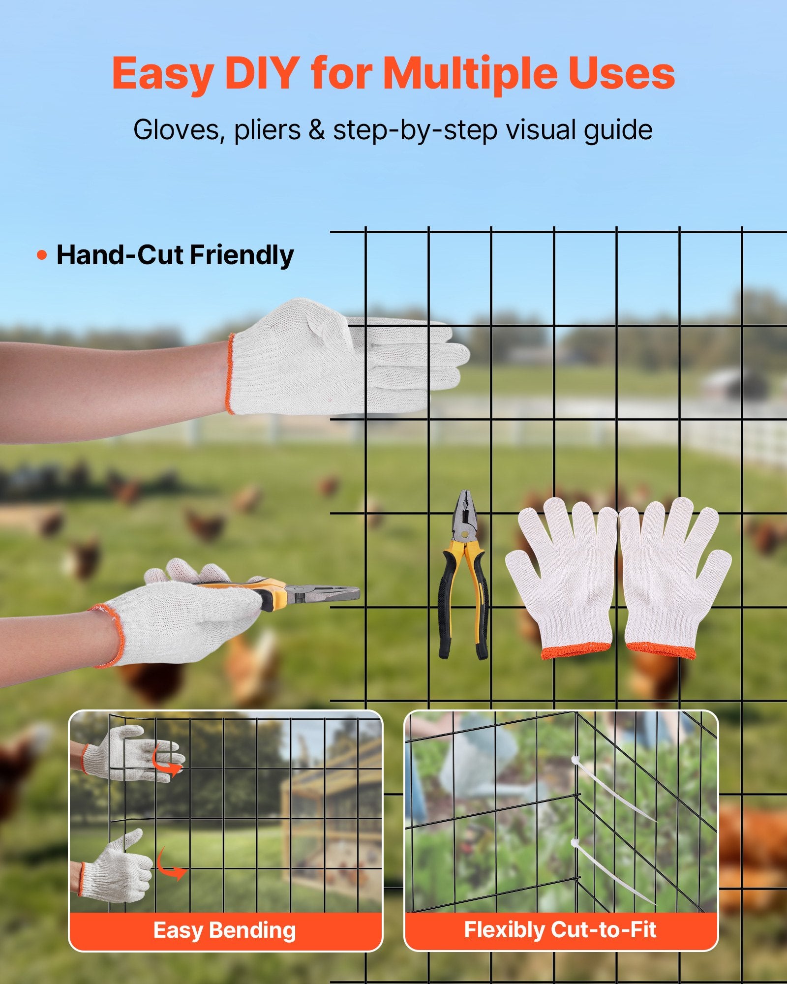 Vases & Table Decor: VEVOR Hardware Cloth 61cm x 7.62m, 2 x 3 in Mesh 16 Gauge Galvanized Wire Mesh Roll, Weather-Resistant Vinyl Coated Chicken Wire Fencing, Heavy Duty Welded Garden Plant Fencing for Rabbit Cage Snake