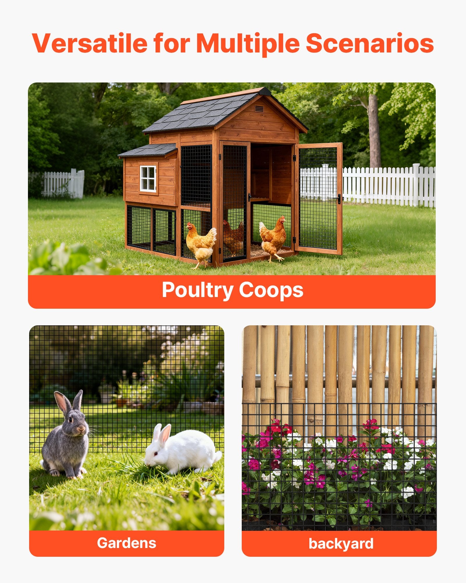 Vases & Table Decor: VEVOR Hardware Cloth 61cm x 15.2m, 1/2 in 19 Gauge Galvanized Wire Mesh Roll, Weather-Resistant Vinyl Coated Chicken Wire Fencing, Heavy Duty Welded Garden Plant Fencing for Rabbit Cage Snake Fence