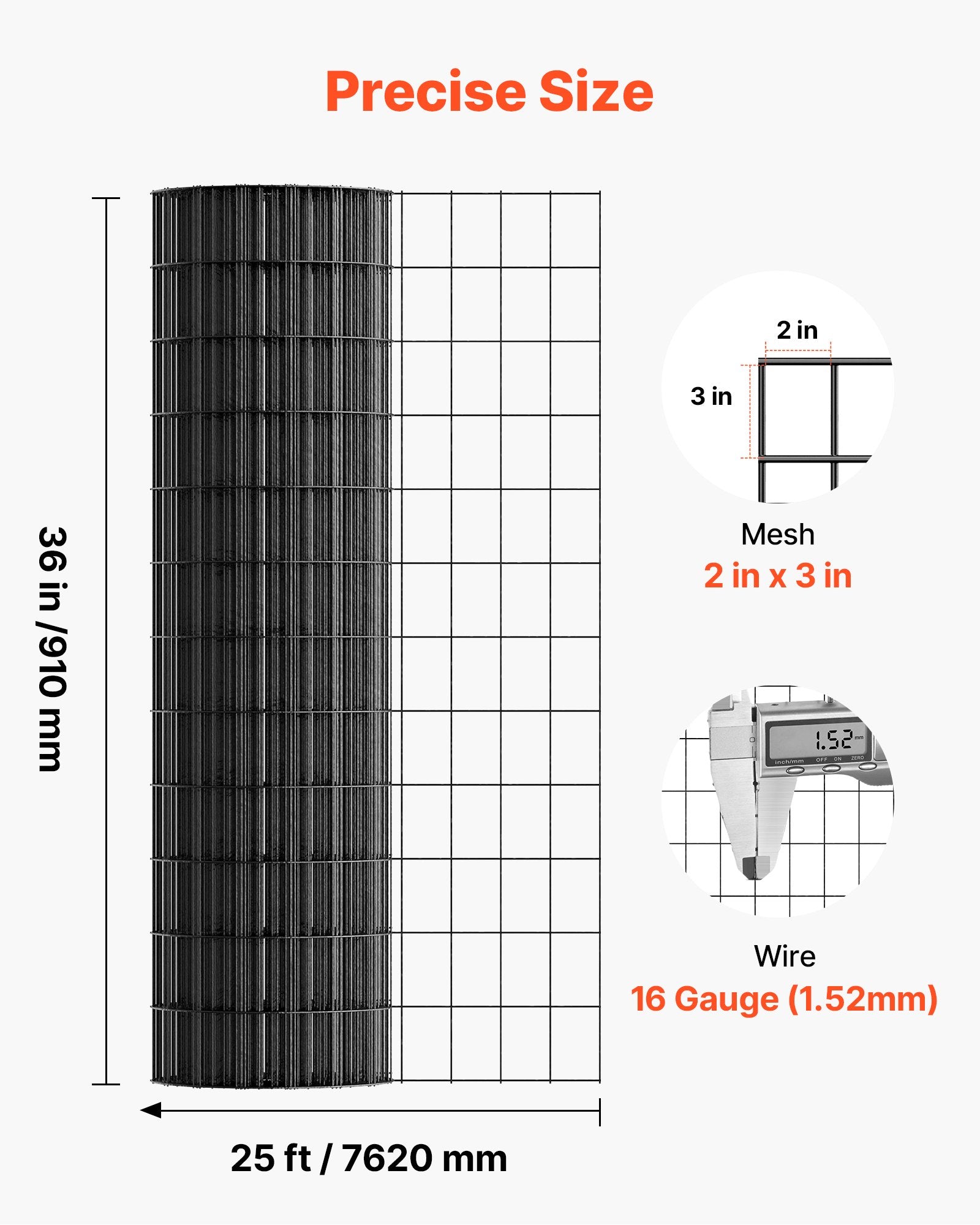 Vases & Table Decor: VEVOR Hardware Cloth 91cm x 7.62m, 2 x 3 in Mesh 16 Gauge Galvanized Wire Mesh Roll, Weather-Resistant Vinyl Coated Chicken Wire Fencing, Heavy Duty Welded Garden Plant Fencing for Rabbit Cage Snake