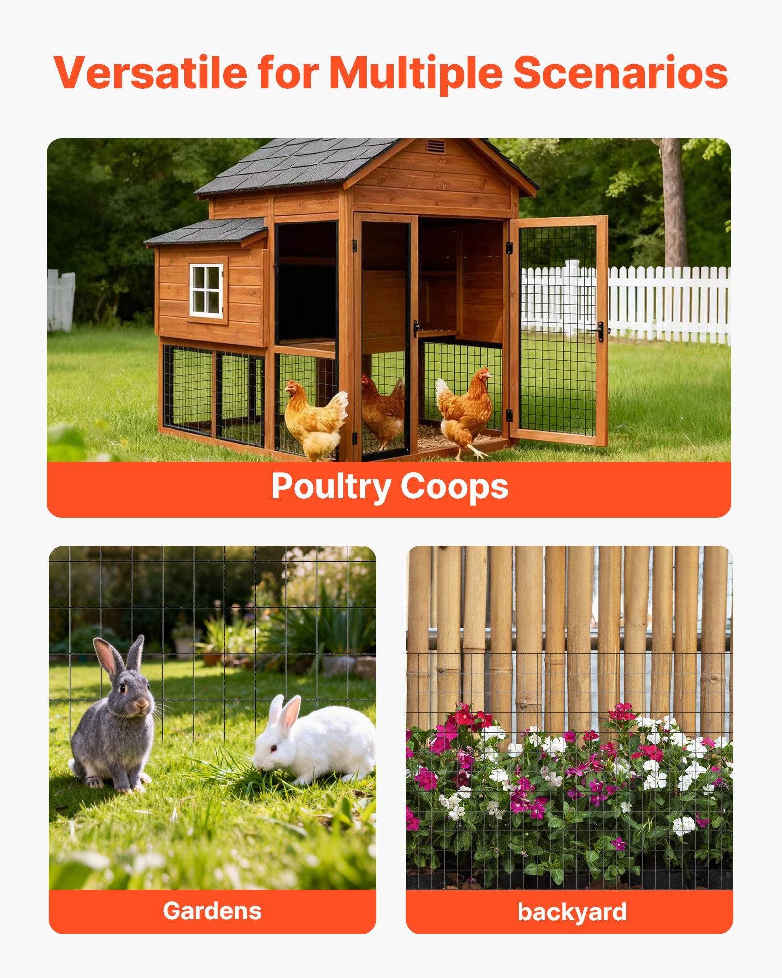 Vases & Table Decor: VEVOR Hardware Cloth 91cm x 7.62m, 2 x 3 in Mesh 16 Gauge Galvanized Wire Mesh Roll, Weather-Resistant Vinyl Coated Chicken Wire Fencing, Heavy Duty Welded Garden Plant Fencing for Rabbit Cage Snake