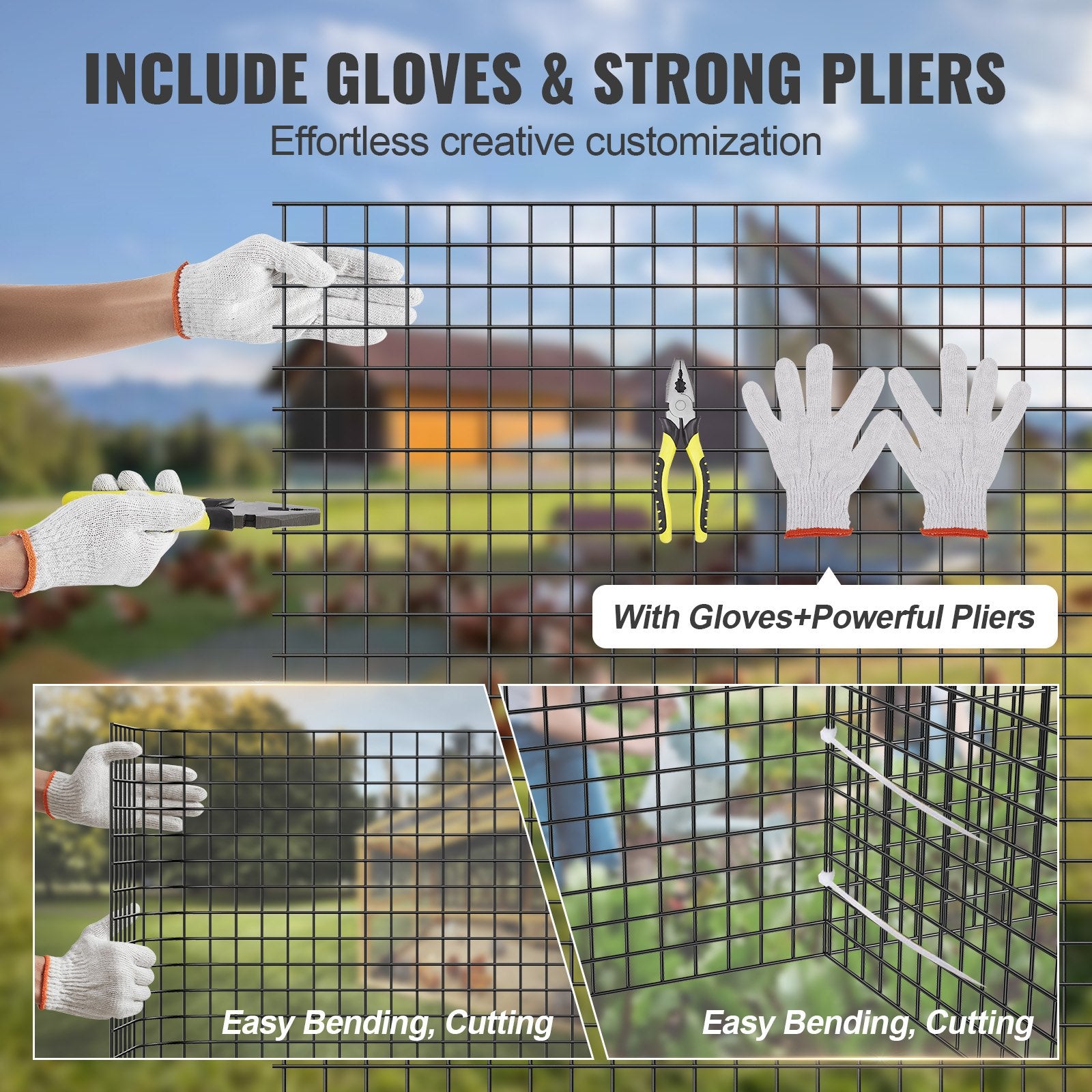 Vases & Table Decor: VEVOR Hardware Cloth, 36'' x 50' Galvanized Wire Mesh Roll, 19 Gauge Chicken Wire Fence Roll, Vinyl Coating Metal Wire Mesh for Chicken Coop Barrier, Rabbit Snake Fences, Poultry Enclosures