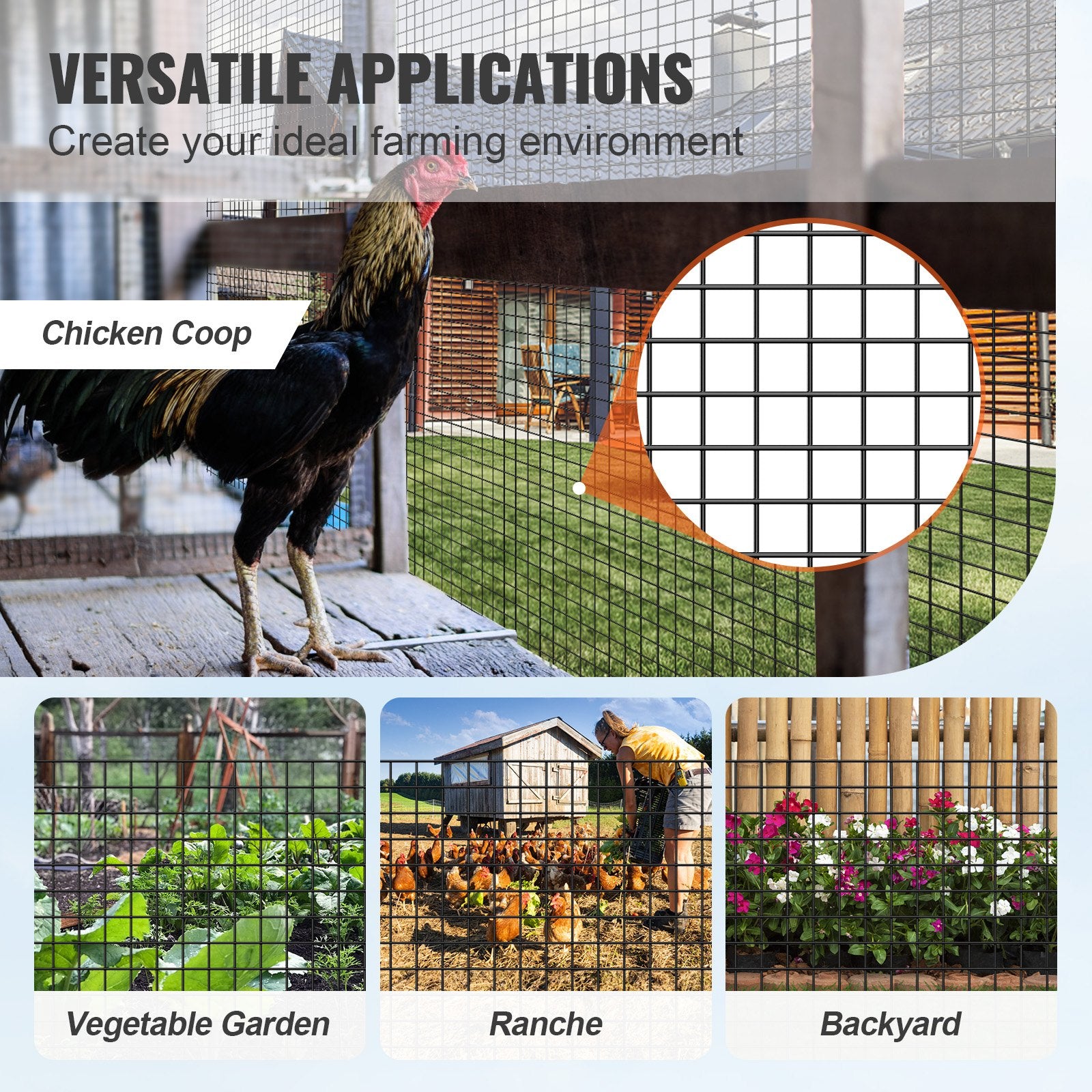Vases & Table Decor: VEVOR Hardware Cloth, 36'' x 50' Galvanized Wire Mesh Roll, 19 Gauge Chicken Wire Fence Roll, Vinyl Coating Metal Wire Mesh for Chicken Coop Barrier, Rabbit Snake Fences, Poultry Enclosures