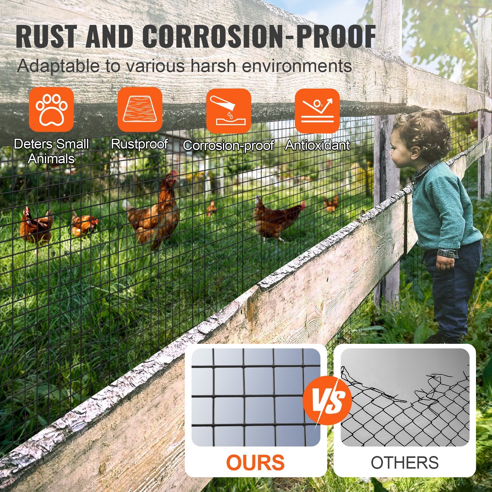 Vases & Table Decor: VEVOR Hardware Cloth, 36'' x 50' Galvanized Wire Mesh Roll, 19 Gauge Chicken Wire Fence Roll, Vinyl Coating Metal Wire Mesh for Chicken Coop Barrier, Rabbit Snake Fences, Poultry Enclosures