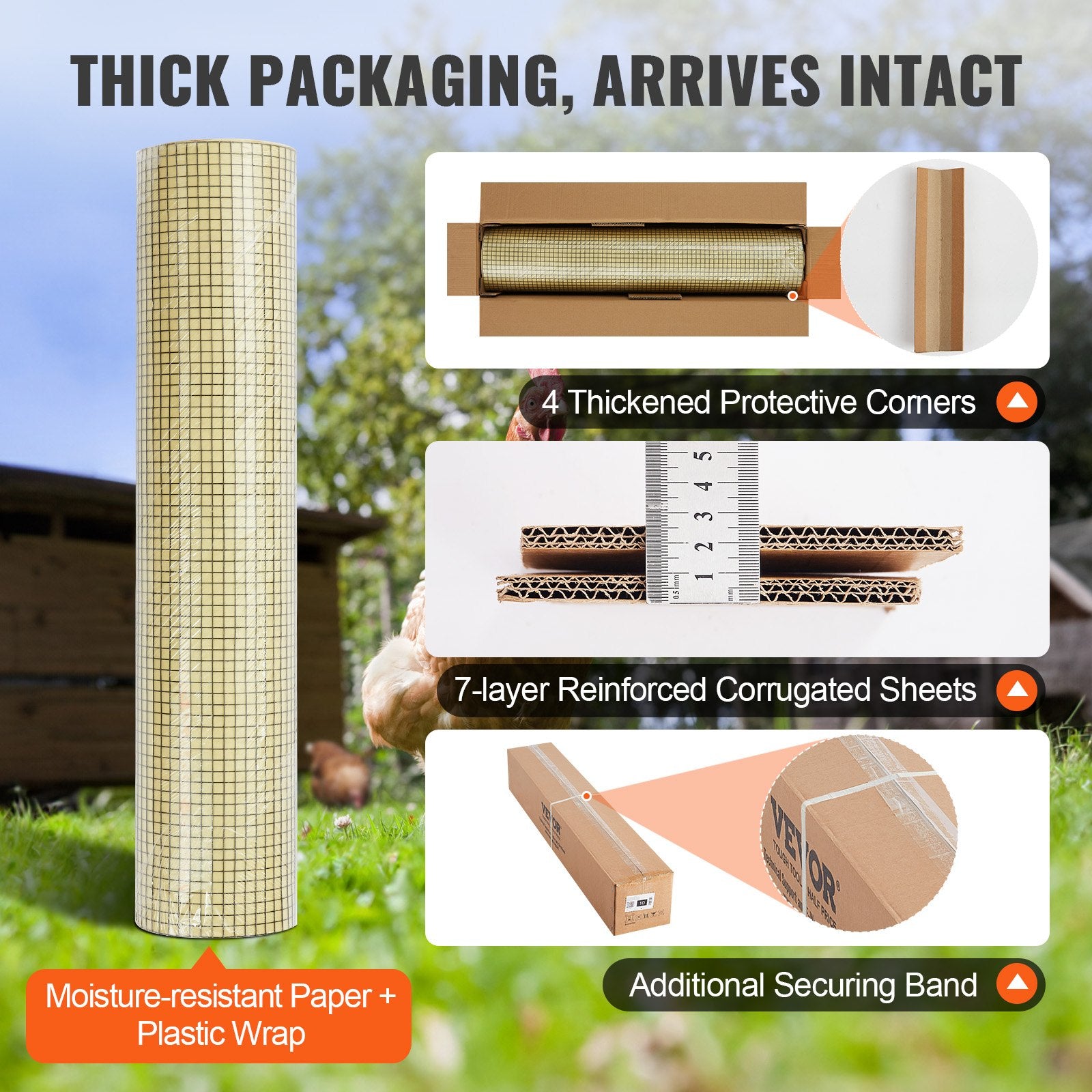 Vases & Table Decor: VEVOR Hardware Cloth, 36'' x 50' Galvanized Wire Mesh Roll, 19 Gauge Chicken Wire Fence Roll, Vinyl Coating Metal Wire Mesh for Chicken Coop Barrier, Rabbit Snake Fences, Poultry Enclosures