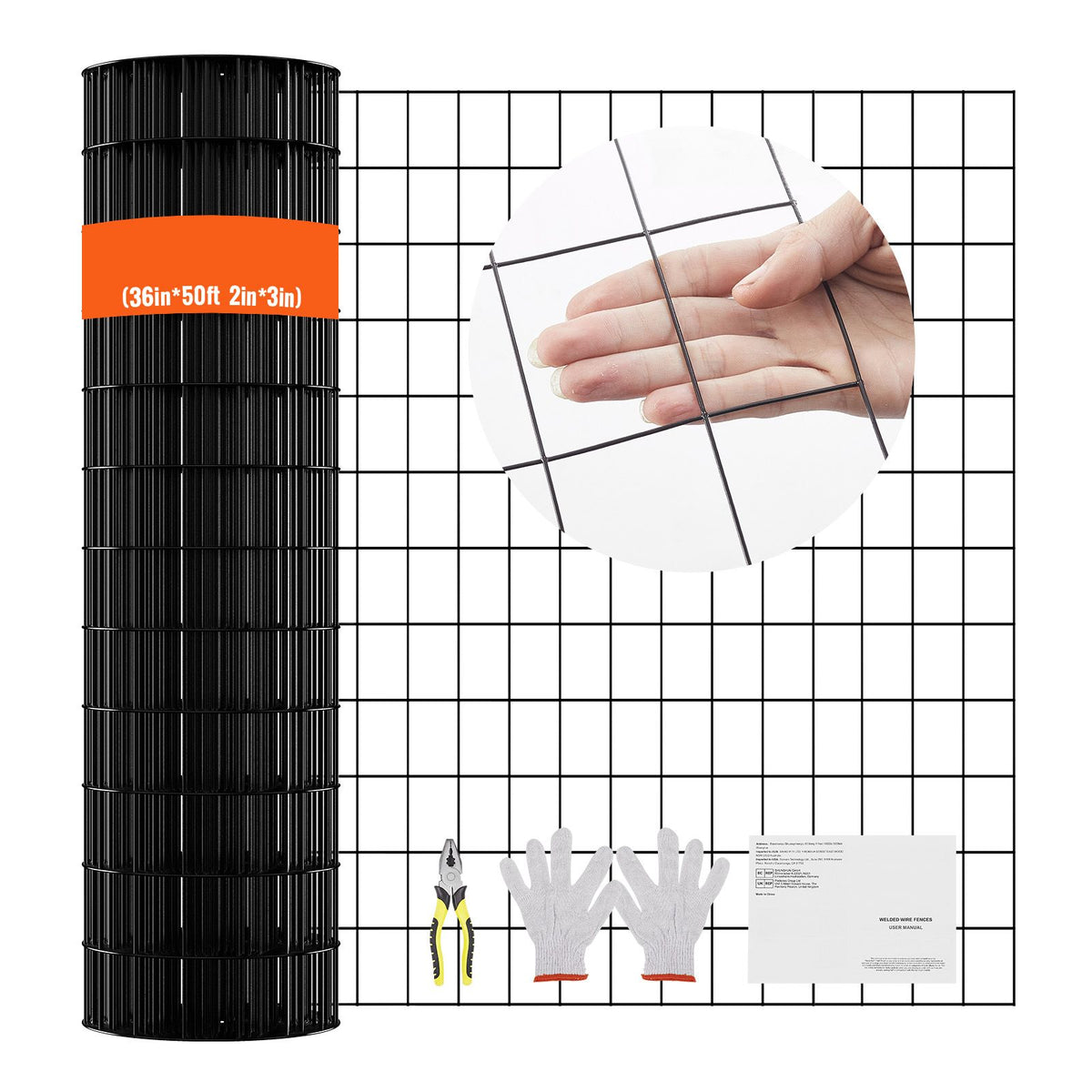 Hardware Cloth, 36'' x 50' Galvanized Wire Mesh Roll, 16 Gauge Chicken Wire Fence Roll, Vinyl Coating Metal Wire Mesh for Chicken Coop Barrier, Rabbit Snake Fences, Poultry Enclosures