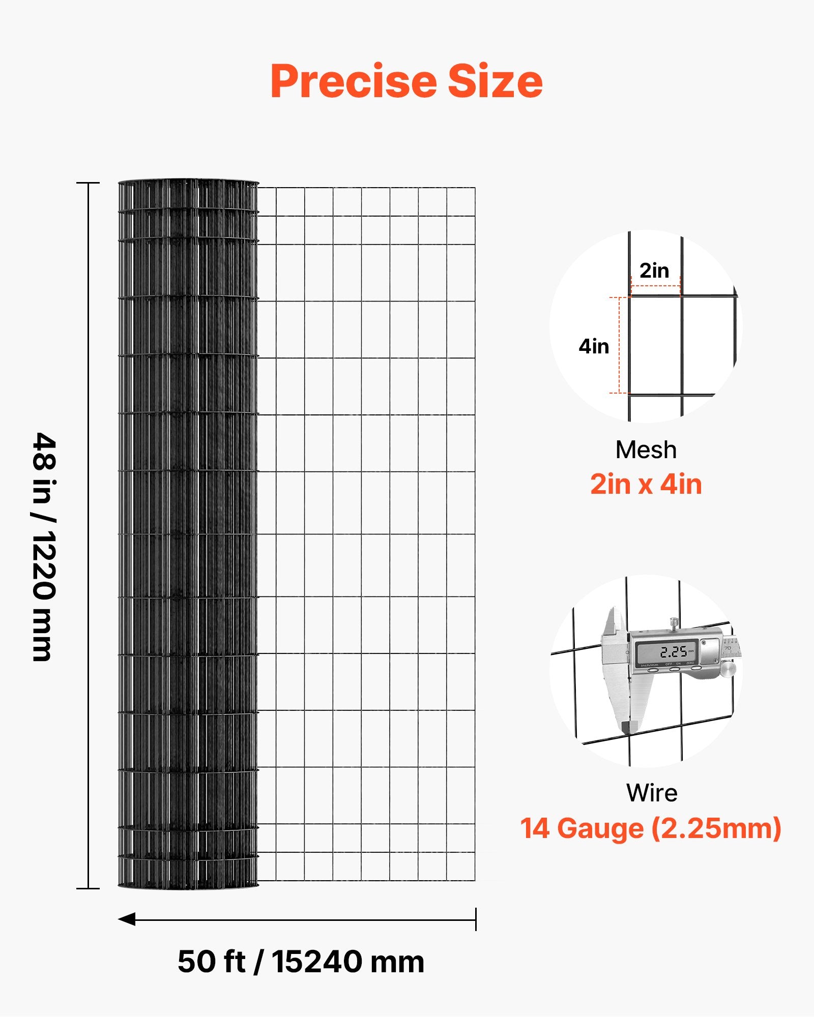 Vases & Table Decor: VEVOR Farm Fence,  122cm x 15.2m, 2 x 4 in Mesh 14 Gauge Galvanized Steel Wire Fencing for Cattle, Hog & Sheep , Heavy Duty Vinyl Coated Livestock Fence for Animal Enclosures, Cage Wire, Garden Fences