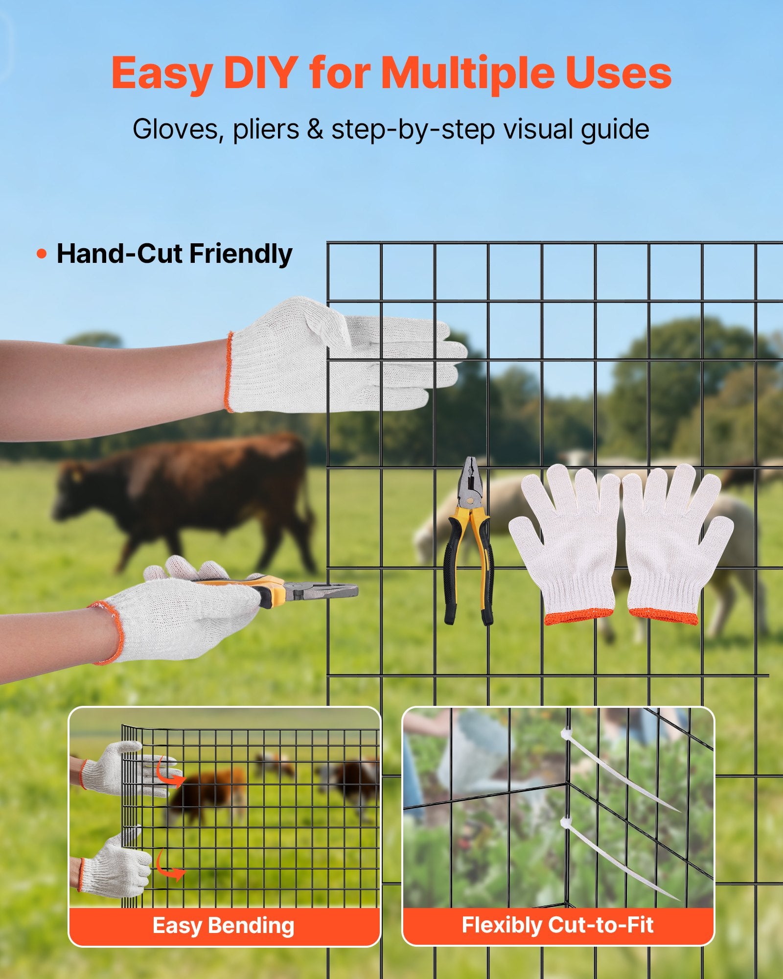 Vases & Table Decor: VEVOR Farm Fence,  122cm x 15.2m, 2 x 4 in Mesh 14 Gauge Galvanized Steel Wire Fencing for Cattle, Hog & Sheep , Heavy Duty Vinyl Coated Livestock Fence for Animal Enclosures, Cage Wire, Garden Fences