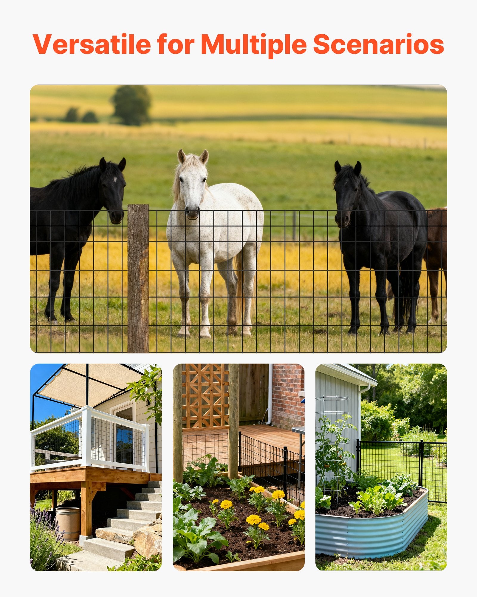 Vases & Table Decor: VEVOR Farm Fence,  122cm x 15.2m, 2 x 4 in Mesh 14 Gauge Galvanized Steel Wire Fencing for Cattle, Hog & Sheep , Heavy Duty Vinyl Coated Livestock Fence for Animal Enclosures, Cage Wire, Garden Fences