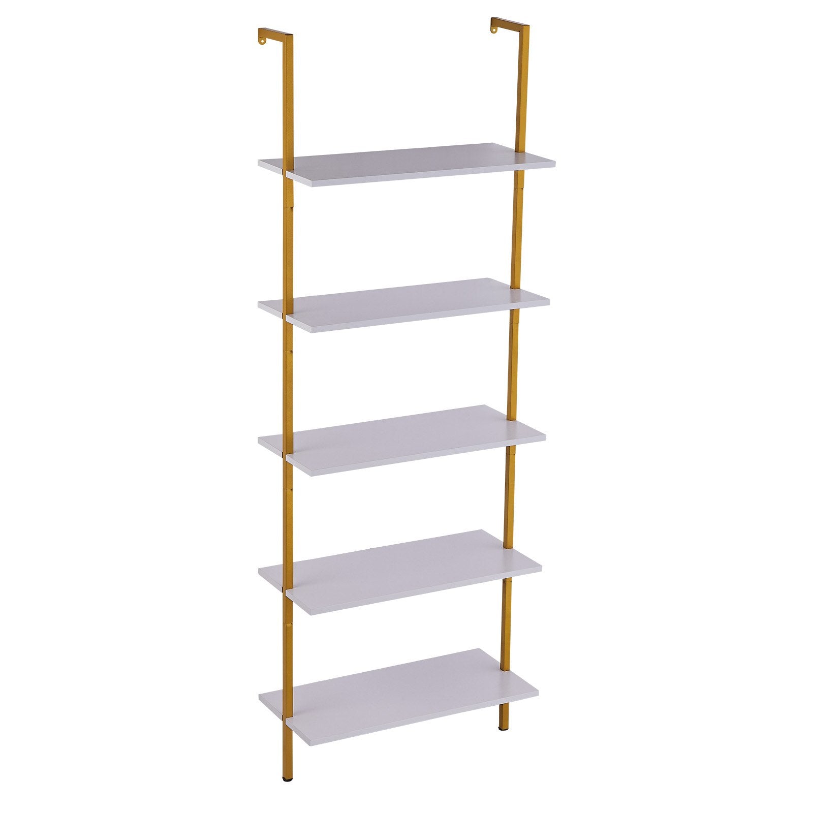 Kitchen & Bathroom DIY: VEVOR Industrial Square Pipe Shelf 5 Tier 64x30x182.5cm Wall-Mount Gold White