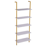 Kitchen & Bathroom DIY: VEVOR Industrial Square Pipe Shelf 5 Tier 64x30x182.5cm Wall-Mount Gold White