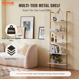Kitchen & Bathroom DIY: VEVOR Industrial Square Pipe Shelf 5 Tier 64x30x182.5cm Wall-Mount Gold White