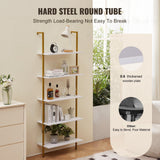 Kitchen & Bathroom DIY: VEVOR Industrial Square Pipe Shelf 5 Tier 64x30x182.5cm Wall-Mount Gold White