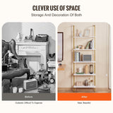Kitchen & Bathroom DIY: VEVOR Industrial Square Pipe Shelf 5 Tier 64x30x182.5cm Wall-Mount Gold White