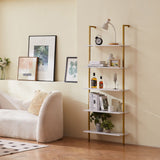 Kitchen & Bathroom DIY: VEVOR Industrial Square Pipe Shelf 5 Tier 64x30x182.5cm Wall-Mount Gold White