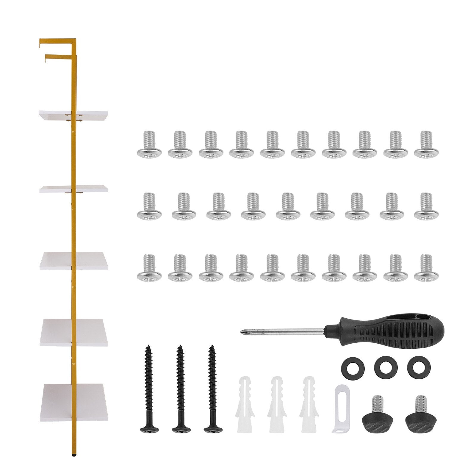 Kitchen & Bathroom DIY: VEVOR Industrial Square Pipe Shelf 5 Tier 64x30x182.5cm Wall-Mount Gold White