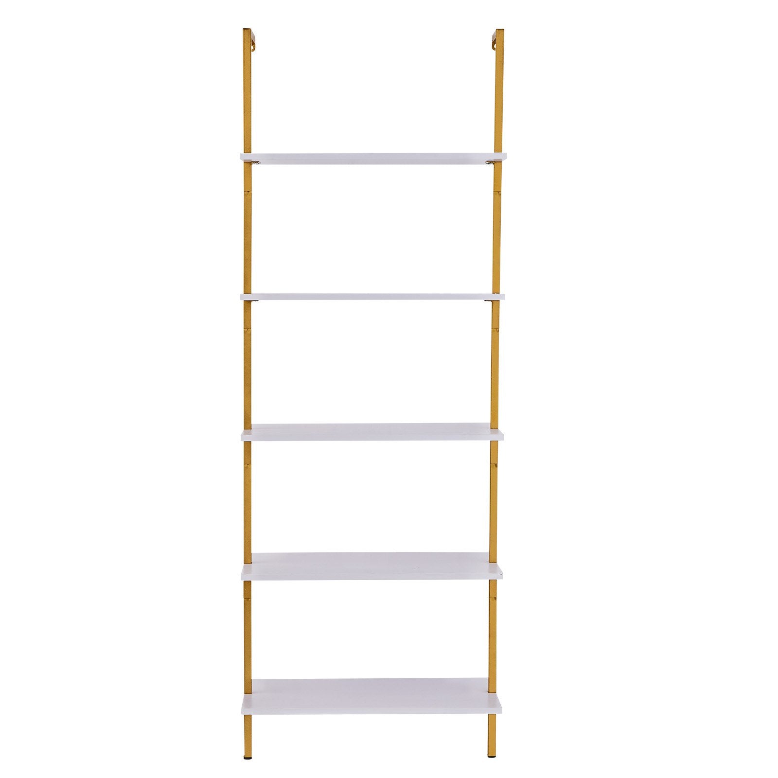 Kitchen & Bathroom DIY: VEVOR Industrial Square Pipe Shelf 5 Tier 64x30x182.5cm Wall-Mount Gold White