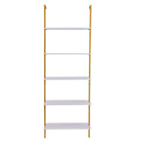 Kitchen & Bathroom DIY: VEVOR Industrial Square Pipe Shelf 5 Tier 64x30x182.5cm Wall-Mount Gold White