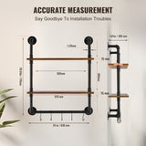 Kitchen & Bathroom DIY: VEVOR Industrial Pipe Shelf 2 Tier 24x7.87in Wall-Mount for Kitchen Bedroom