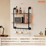 Kitchen & Bathroom DIY: VEVOR Industrial Pipe Shelf 2 Tier 24x7.87in Wall-Mount for Kitchen Bedroom