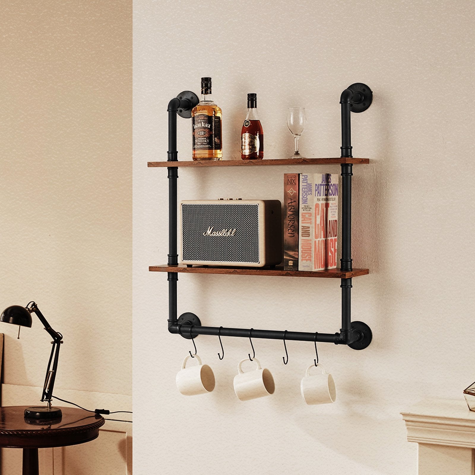 Kitchen & Bathroom DIY: VEVOR Industrial Pipe Shelf 2 Tier 24x7.87in Wall-Mount for Kitchen Bedroom