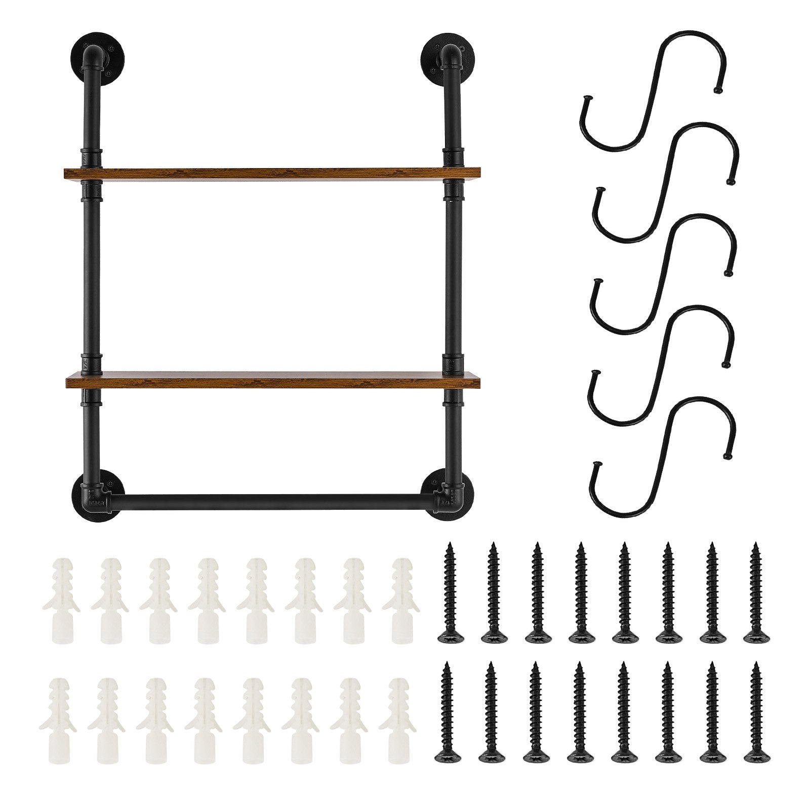 Kitchen & Bathroom DIY: VEVOR Industrial Pipe Shelf 2 Tier 24x7.87in Wall-Mount for Kitchen Bedroom