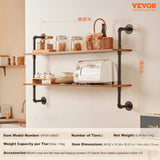 Kitchen & Bathroom DIY: VEVOR Industrial Pipe Shelf 2 Tier 48x 9.84in Wall-Mount for Kitchen Bedroom
