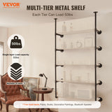 Audio Accessories: VEVOR Industrial Pipe Shelf, 5 Tier 2PCS, 9.84in Applicable Board Width Wall-Mount Floating Rustic Wood Shelves Bracket Bookshelf,Storage Holder for Kitchen Bedroom Bathroom, (Planks NOT Included)