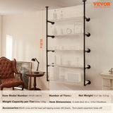 Audio Accessories: VEVOR Industrial Pipe Shelf, 5 Tier 2PCS, 9.84in Applicable Board Width Wall-Mount Floating Rustic Wood Shelves Bracket Bookshelf,Storage Holder for Kitchen Bedroom Bathroom, (Planks NOT Included)