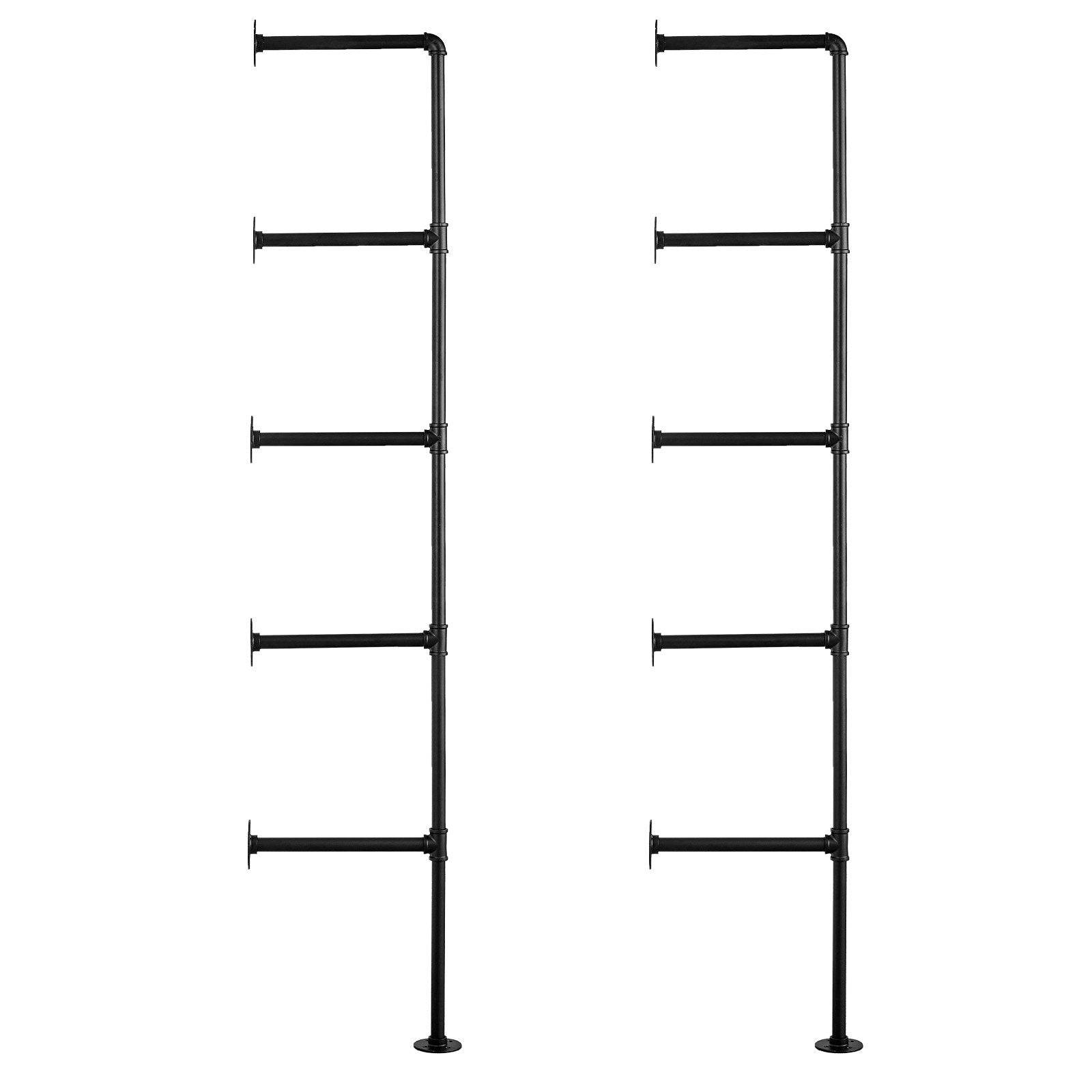 Audio Accessories: VEVOR Industrial Pipe Shelf, 5 Tier 2PCS, 9.84in Applicable Board Width Wall-Mount Floating Rustic Wood Shelves Bracket Bookshelf,Storage Holder for Kitchen Bedroom Bathroom, (Planks NOT Included)