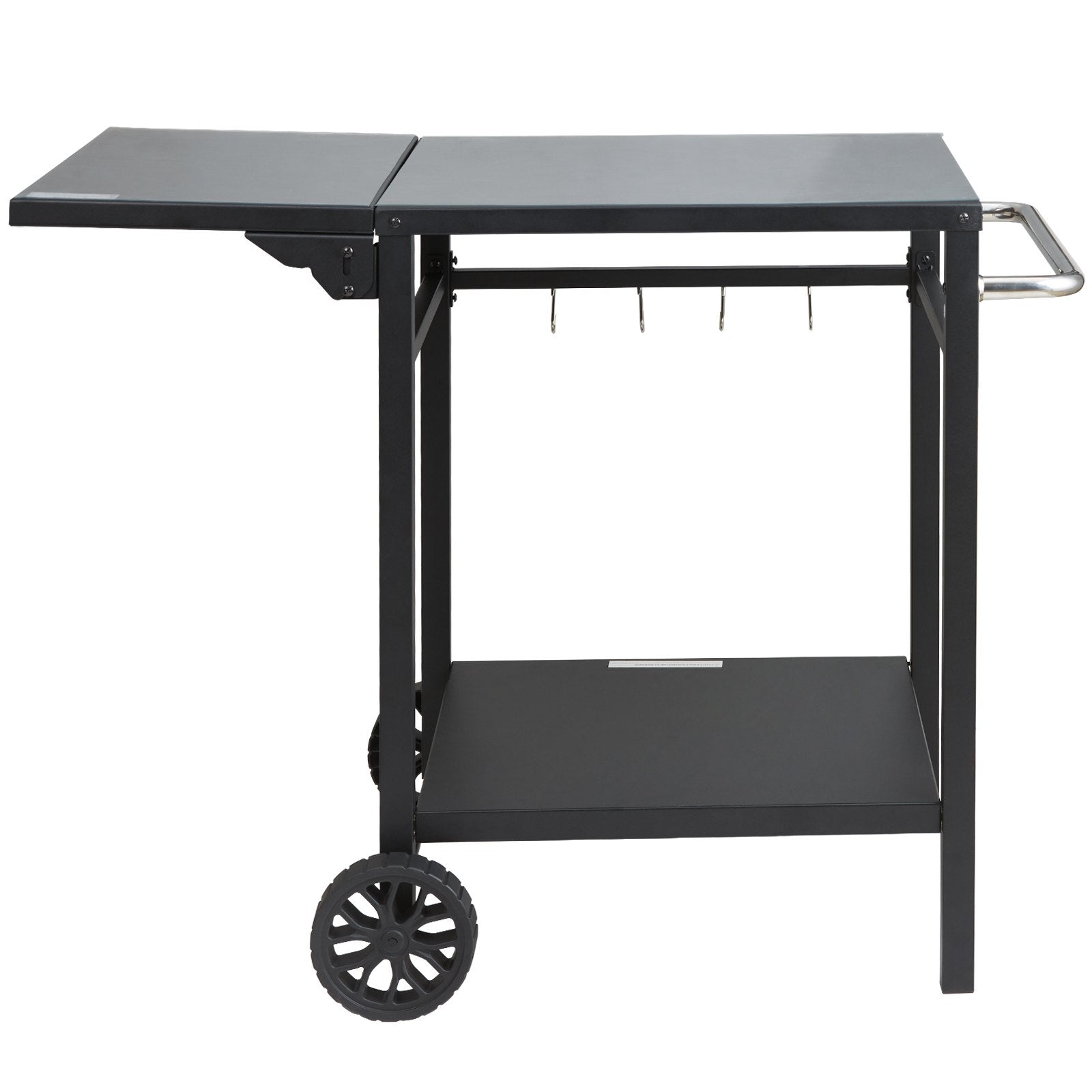 BBQ Tools: VEVOR Outdoor Grill Dining Cart with Double-Shelf, 55*55cm BBQ Movable Food Prep Table, Multifunctional Foldable Iron Table Top, Portable Modular Carts for Pizza Oven, Worktable with 2 Wheels, Carry Handle
