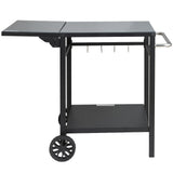BBQ Tools: VEVOR Outdoor Grill Dining Cart with Double-Shelf, 55*55cm BBQ Movable Food Prep Table, Multifunctional Foldable Iron Table Top, Portable Modular Carts for Pizza Oven, Worktable with 2 Wheels, Carry Handle