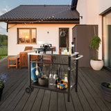 BBQs & Accessories: VEVOR Outdoor Grill Dining Cart with Double-Shelf, 85*55cm BBQ Movable Food Prep Table, Multifunctional Stainless Steel Table Top, Portable Modular Carts for Pizza Oven, Worktable with 2 Wheels, Carry Handle
