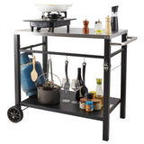 BBQs & Accessories: VEVOR Outdoor Grill Dining Cart with Double-Shelf, 85*55cm BBQ Movable Food Prep Table, Multifunctional Stainless Steel Table Top, Portable Modular Carts for Pizza Oven, Worktable with 2 Wheels, Carry Handle