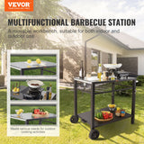 Basketball & Basketball Accessories: VEVOR Outdoor Grill Dining Cart with Double-Shelf,  85*55cm BBQ Movable Food Prep Table, Multifunctional Iron Table Top, Portable Modular Carts for Pizza Oven, Worktable with 2 Wheels, Carry Handle, Black