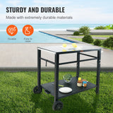 Basketball & Basketball Accessories: VEVOR Outdoor Grill Dining Cart with Double-Shelf,  85*55cm BBQ Movable Food Prep Table, Multifunctional Iron Table Top, Portable Modular Carts for Pizza Oven, Worktable with 2 Wheels, Carry Handle, Black