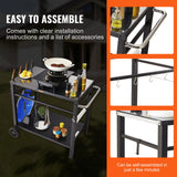 Basketball & Basketball Accessories: VEVOR Outdoor Grill Dining Cart with Double-Shelf,  85*55cm BBQ Movable Food Prep Table, Multifunctional Iron Table Top, Portable Modular Carts for Pizza Oven, Worktable with 2 Wheels, Carry Handle, Black